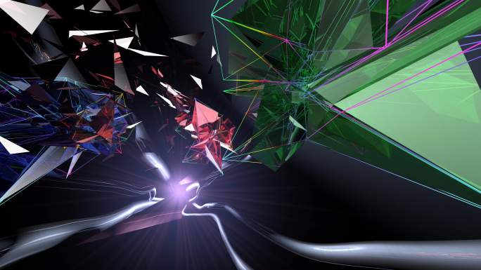 抽象几何运动三维立体抽象元素动画水晶变换