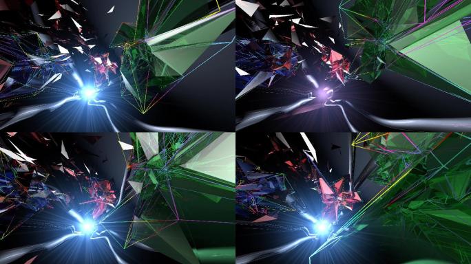 抽象几何运动三维立体抽象元素动画水晶变换
