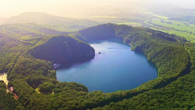 吉林省集安市龙湾群国家森林公园火山口航拍