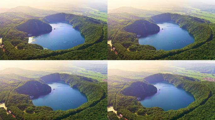 吉林省集安市龙湾群国家森林公园火山口航拍