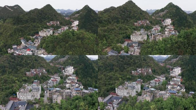 航拍-山中老城区