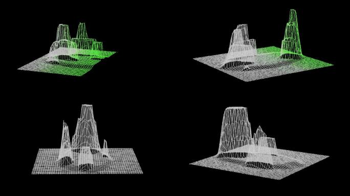 3D抽象景观地形视图动画