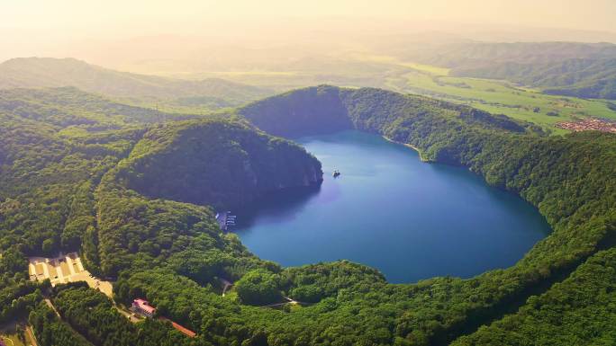 吉林省集安市龙湾群国家森林公园火山口航拍