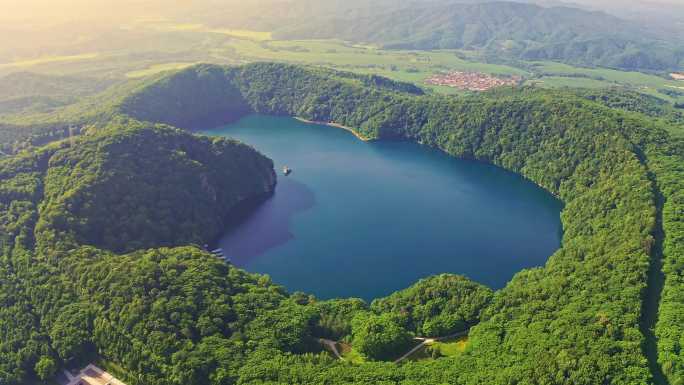 吉林省集安市龙湾群国家森林公园火山口航拍