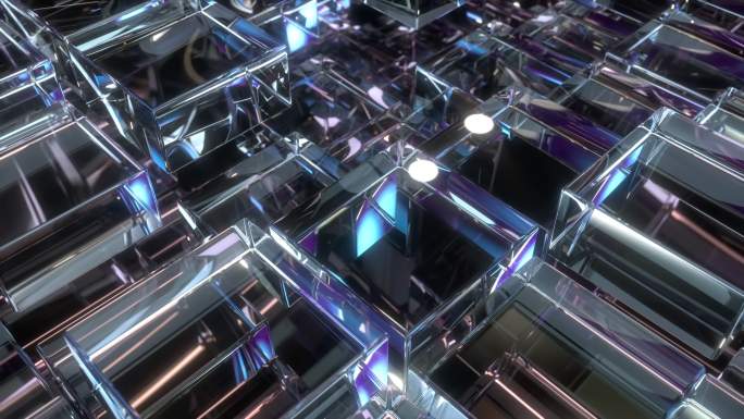 抽象玻璃立方体特效视频3D高雅