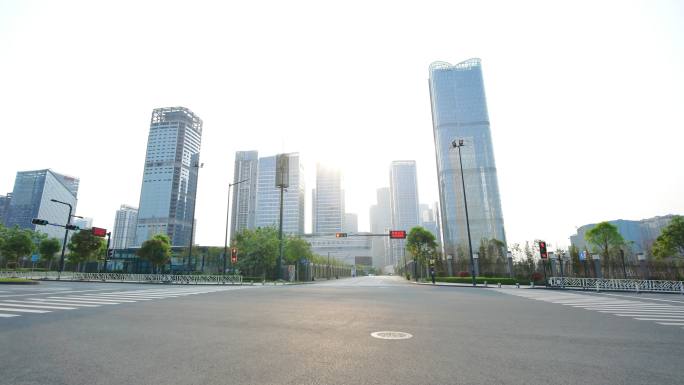 广西南宁五象新区东盟总部基地安静的街道