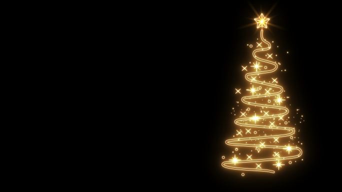 黑色背景上的闪烁圣诞树动画