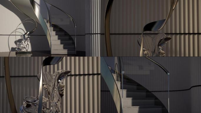 4K抽象建筑空间光影变化楼梯-11