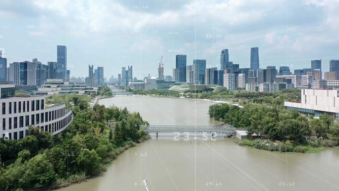 网络智慧城市智慧化城市实景结合线条物联网