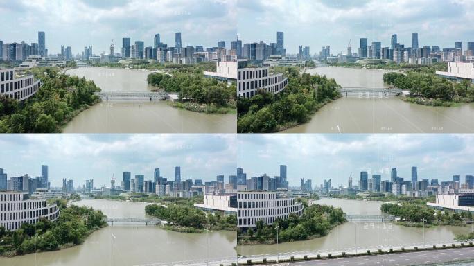 网络智慧城市智慧化城市实景结合线条物联网