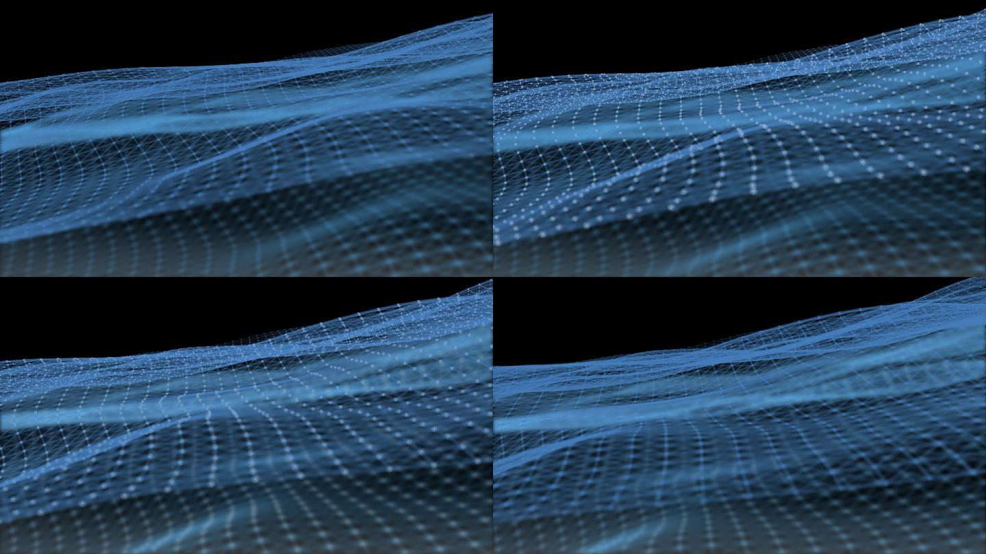 蓝色网状概念动画科技感plexus点线连