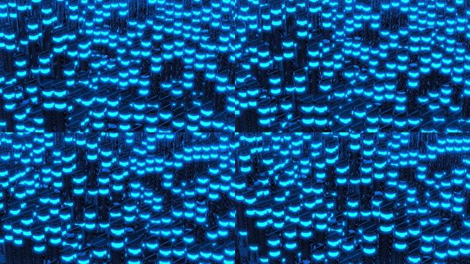 蓝色背景蓝色活塞运动蓝色荧光动画赛博朋克