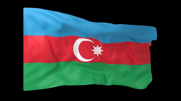 阿塞拜疆  阿塞拜疆旗飘 Alpha通道