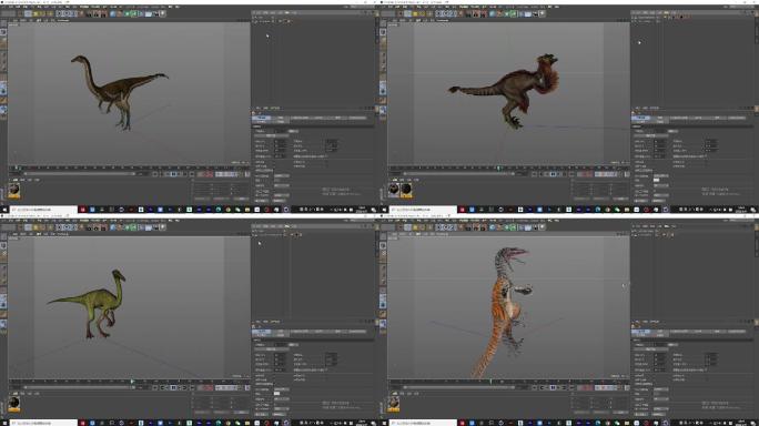 30个古代恐龙生物c4d动画工程