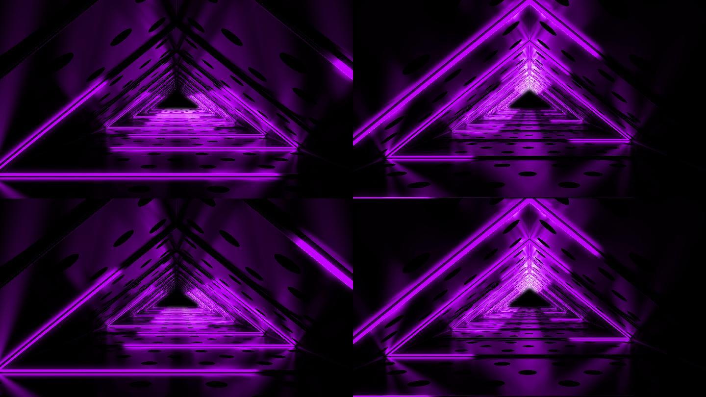紫色3D环形三角形背景走廊