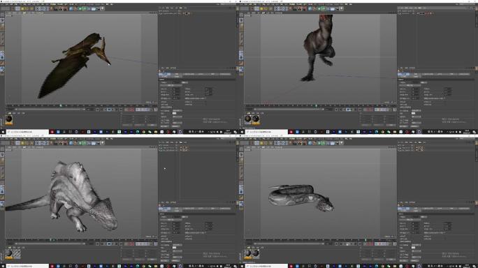 30个古代恐龙c4d角色动画工程