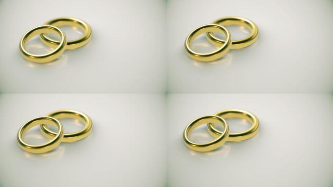 金色结婚戒指金戒指黄金对戒结婚礼空镜头空