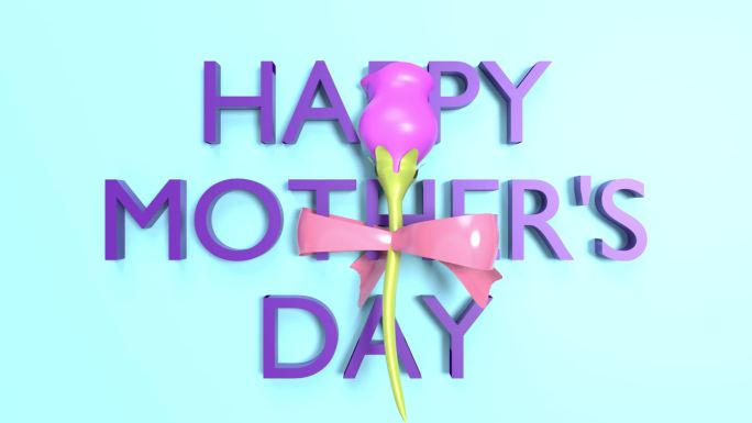 母亲节快乐和一朵粉色玫瑰背景