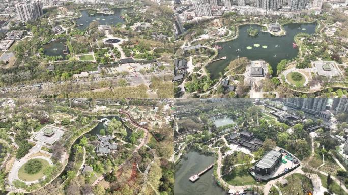 城市风景航拍西安兴庆公园4K