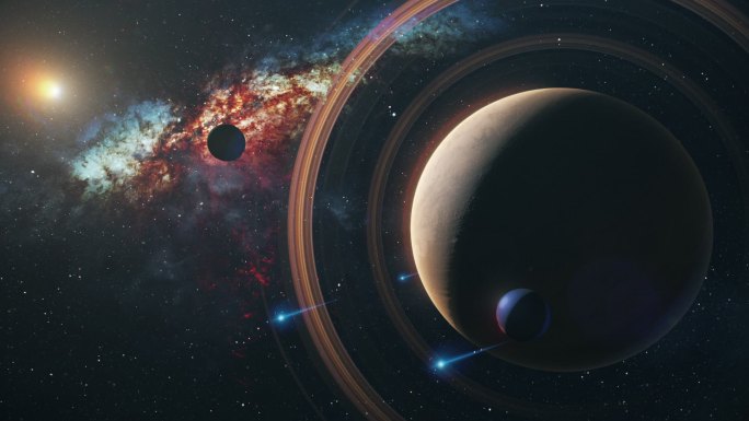 土星在外太空宇宙星体浩瀚外天空星球星系