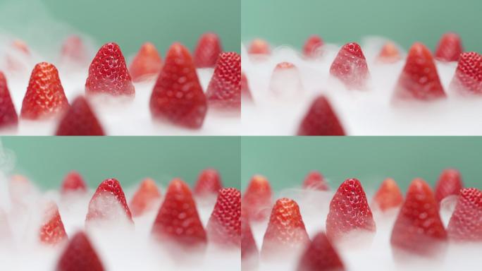 一组仙气飘飘的慢动作新鲜草莓