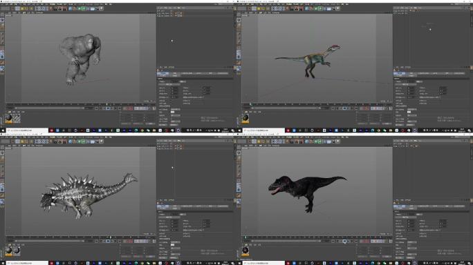 30个恐龙古代生物角色动画工程