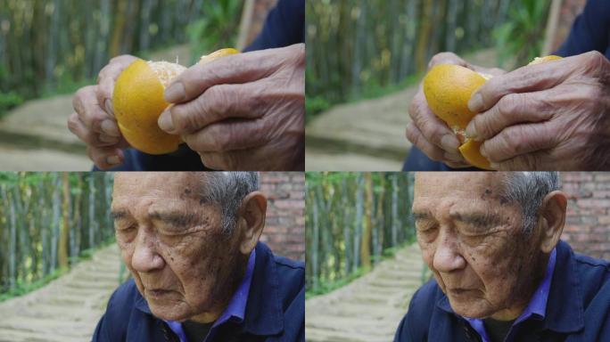 老人吃橘子4k
