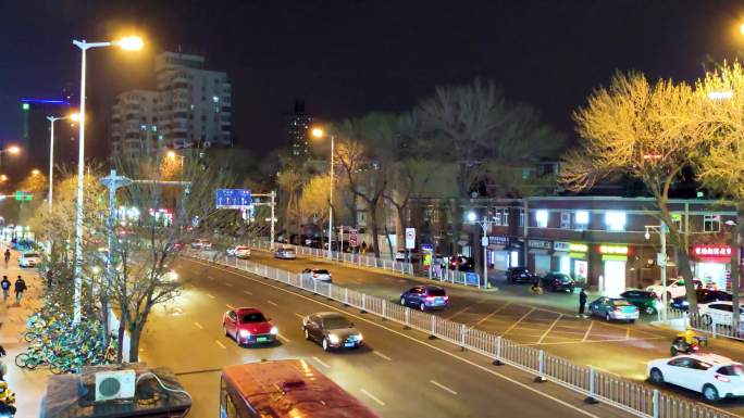 天津城市道路夜晚车流实拍4K