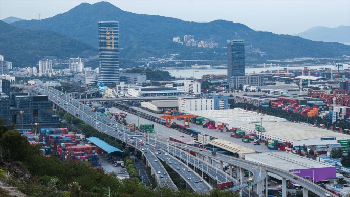 盐田港惠深沿海高速日转夜延时