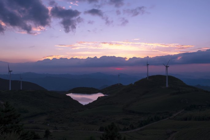 浙江东白山日落夕阳延时