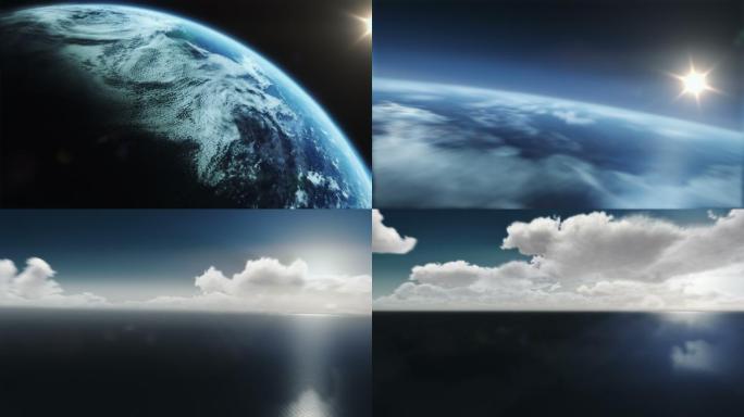 详细的地球变焦片头视频太空俯冲大气层