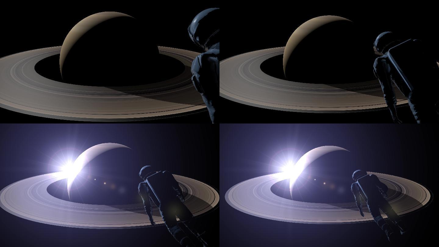 土星黎明与宇航员3d模型宇宙航空外星人