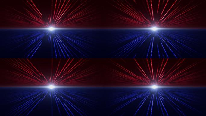 红色和蓝色抽象技术带灯光的数字背景透视图