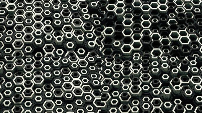 六边形动画背景技术晶体未来材料材质概念