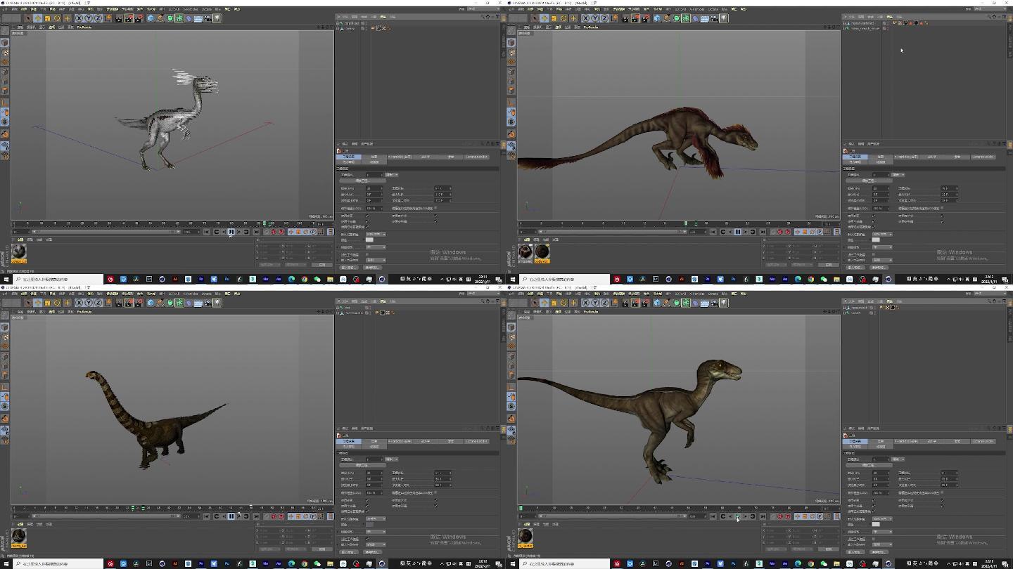 30个古代生物恐龙角色动画工程