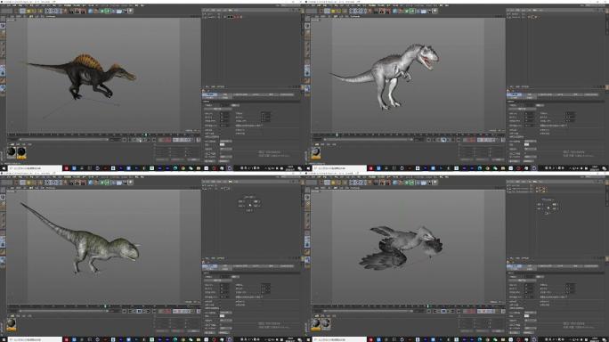30个古代恐龙生物c4d角色动画工程