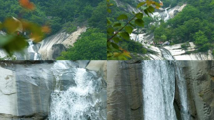 景区游玩漂亮的瀑布水潭