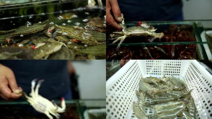 【镜头合集】海鲜市场卖飞蟹梭子蟹 (3)