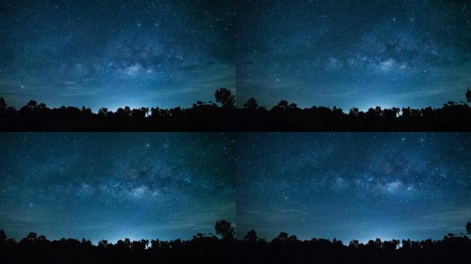 美丽的夜空银河系星星的时间流逝。
