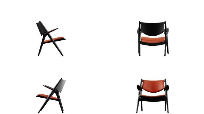 4k现代扶手椅橙色皮革