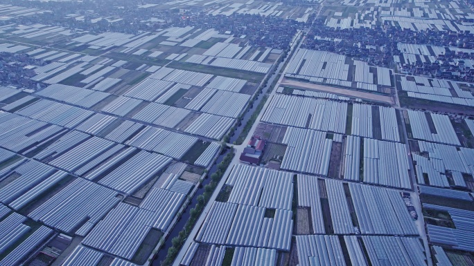 航拍大型农场田地自然风景