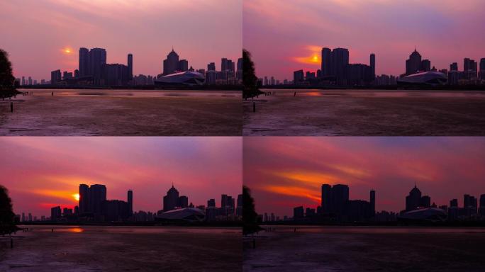 沈阳奥林匹克生态公园日落延时摄影