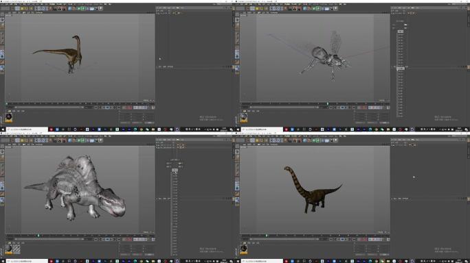 30个古代恐龙生物c4d角色动画工程