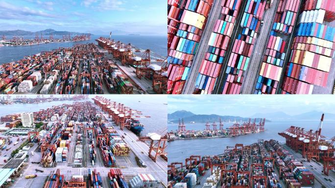 4k航拍忙碌的深圳蛇口赤湾集装箱码头