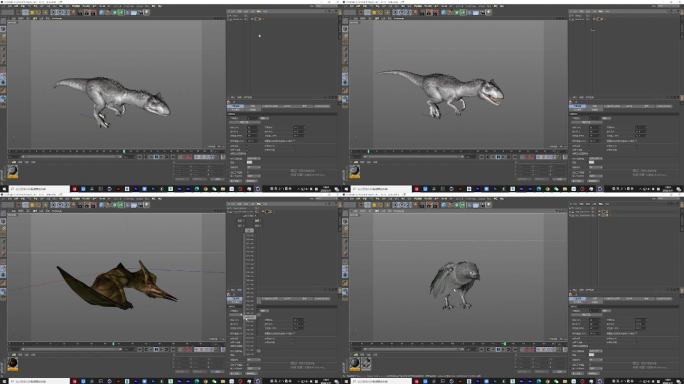 30个古代恐龙生物c4d角色动画工程