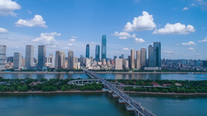 长沙航拍延时 橘子洲大桥航拍