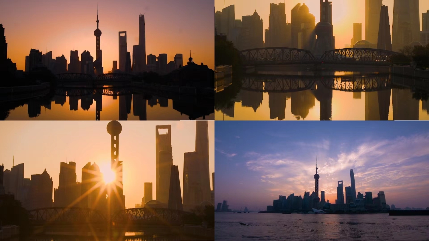上海外白渡桥清晨、宁静的早上、日出、晚霞