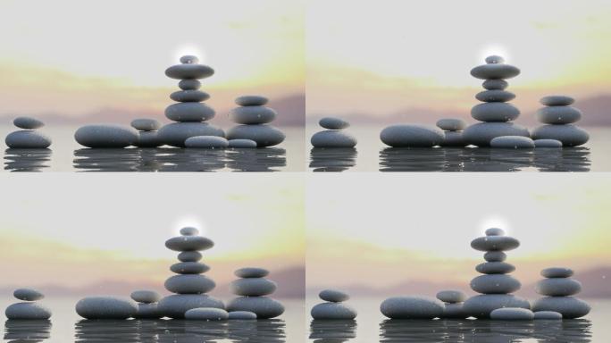 禅石平衡动画视频素材动态纹理抽象概念