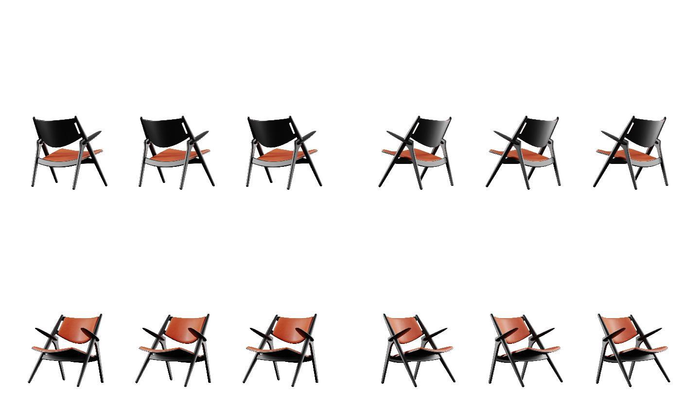 4k现代扶手椅橙色皮革沙发