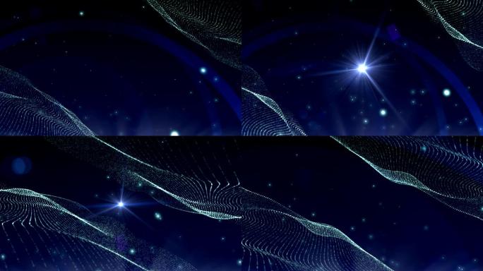 蓝色波纹动画背景星空星光光效海洋波动流动